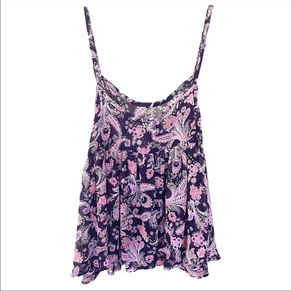 TORRID SHEER DARK BLUE W/ PINK PASILEY BABYDOLL TANK SIZE 0X NWT - Picture 3 of 8